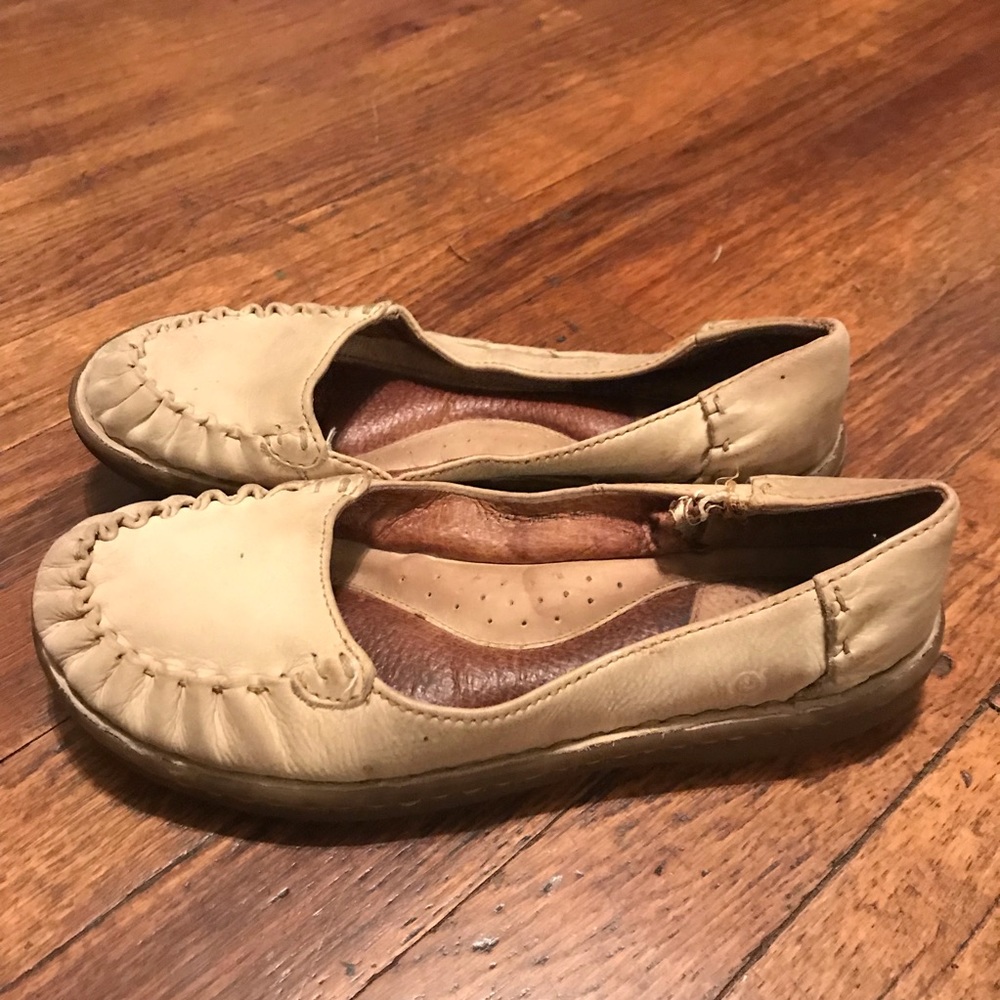 Cream Leather Bjørn Flats Size 6